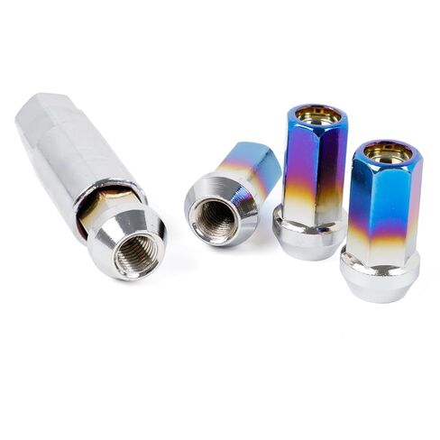 M12x1.5 Wheel Lug Nuts, Burnt Blue,Closed End 1.65" Tall 17mm Hex, 60 Degree Cone Seat, 20PCS/Set,Fits Aftermarket Wheels in Saudi Arabia