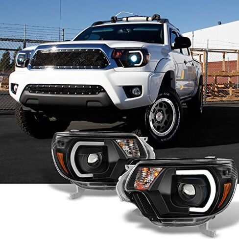 AKKON - For [TRD PRO U-Bar] [Mono-Eye] 2012 2013 2014 2015 Toyota Tacoma LED DRL Projector Black Headlights Pair in Kuwait