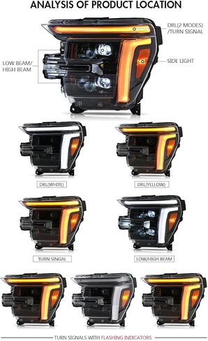 Headlights for F150 F-150 2024-2026 King Ranch/Lariat/Platinum/Raptor with Startup Animation Sequential Turn Signal (Dual Lens) in Saudi Arabia