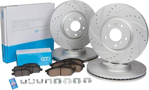[Front & Rear Kit] Geomet Coated Brake Disc Rotors & Ceramic Brake Pads for Nissan Sentra 2020-2021 - 2022-2023 - 2024-2025 (SR & SV Only, NO Brake Drums) in Saudi Arabia