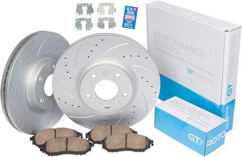 [Front & Rear Kit] Geomet Coated Brake Disc Rotors & Ceramic Brake Pads for Nissan Sentra 2020-2021 - 2022-2023 - 2024-2025 (SR & SV Only, NO Brake Drums) in Saudi Arabia