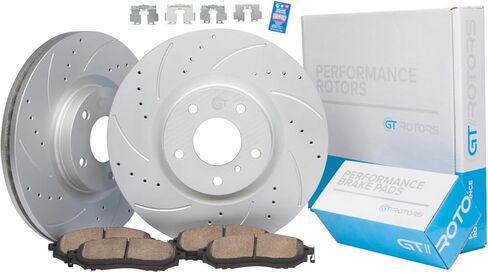 [Front & Rear Kit] Geomet Coated Brake Disc Rotors & Ceramic Brake Pads for Nissan Sentra 2020-2021 - 2022-2023 - 2024-2025 (SR & SV Only, NO Brake Drums) in Saudi Arabia