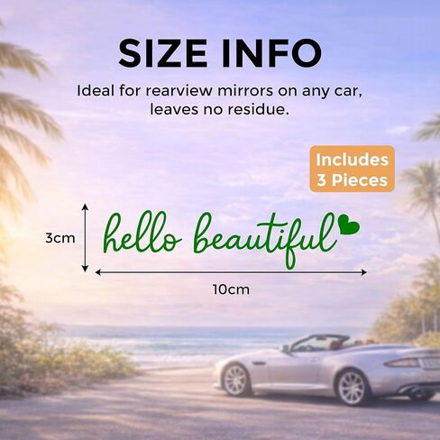 ملصق مرآة سيارة Hello Beautiful عبارة عن عبوة واحدة، ملصقات مرآة الرؤية الخلفية للسيارات، شارات الفينيل اللطيفة للنساء، ملصق مرآة تلقائي مقاوم للماء، ملحقات السيارة الجمالية (أخضر) in Kuwait