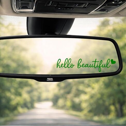 ملصق مرآة سيارة Hello Beautiful عبارة عن عبوة واحدة، ملصقات مرآة الرؤية الخلفية للسيارات، شارات الفينيل اللطيفة للنساء، ملصق مرآة تلقائي مقاوم للماء، ملحقات السيارة الجمالية (أخضر) in Kuwait