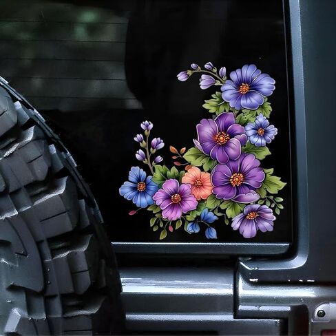 Bouquet Vinyl Car Stickers – 5.5-Inch Waterproof Decorative Decals 2-Pack Durable Bumper Stickers for Vehicles, Laptops Motorcycles Suitcases Refrigerators Walls, Doors Bicycles Easy Application in Saudi Arabia