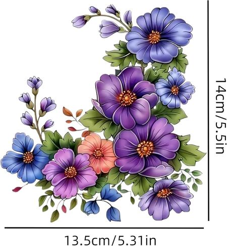 Bouquet Vinyl Car Stickers – 5.5-Inch Waterproof Decorative Decals 2-Pack Durable Bumper Stickers for Vehicles, Laptops Motorcycles Suitcases Refrigerators Walls, Doors Bicycles Easy Application in Saudi Arabia