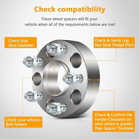 OCPTY 8x6.5 Wheel Spacers 2 inch for Dodge for B3500 with 9/16" Lug Nuts 126.15mm Hub Bore Compatible for E-250 Econoline for E-350 Super Duty for E-150 in Kuwait