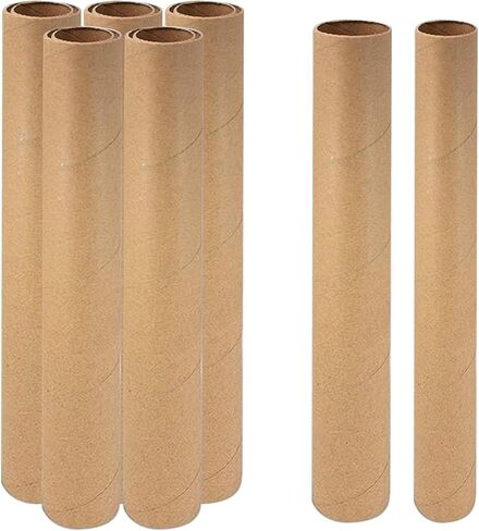 12 PCS Cardboard Tubes for Crafts Two Size, Empty Toilet Paper Rolls for Art Projects, DIY Brown Crafting Paper Roll for Classrooms Dioramas Decorations, 5pcs 1.37x15.7In and 5pcs 1.77x15.7In in Kuwait
