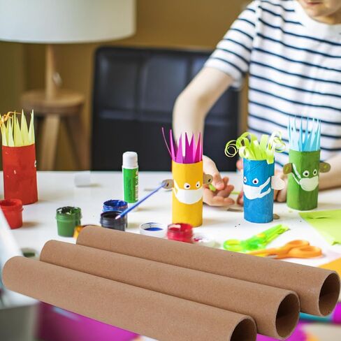 12 PCS Cardboard Tubes for Crafts Two Size, Empty Toilet Paper Rolls for Art Projects, DIY Brown Crafting Paper Roll for Classrooms Dioramas Decorations, 5pcs 1.37x15.7In and 5pcs 1.77x15.7In in Kuwait
