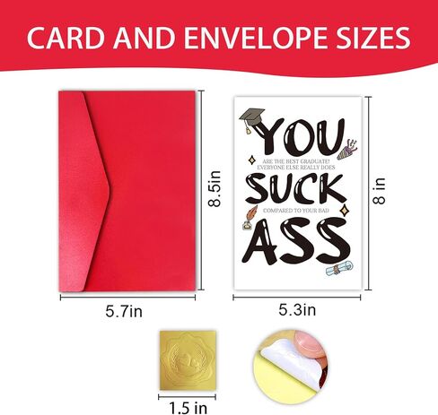 Humorous Graduation Card, Playful Congratulation Card for Him Her, Lighthearted Grad Gifts for Best Friend Son Daughter, Funny College High School University Degree Present, 8 x 5.3 Inch in Kuwait