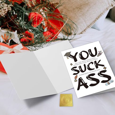 Humorous Graduation Card, Playful Congratulation Card for Him Her, Lighthearted Grad Gifts for Best Friend Son Daughter, Funny College High School University Degree Present, 8 x 5.3 Inch in Kuwait