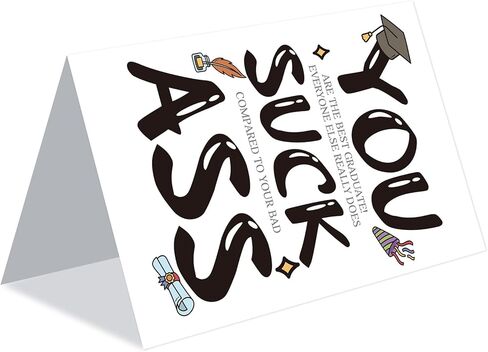 Humorous Graduation Card, Playful Congratulation Card for Him Her, Lighthearted Grad Gifts for Best Friend Son Daughter, Funny College High School University Degree Present, 8 x 5.3 Inch in Kuwait