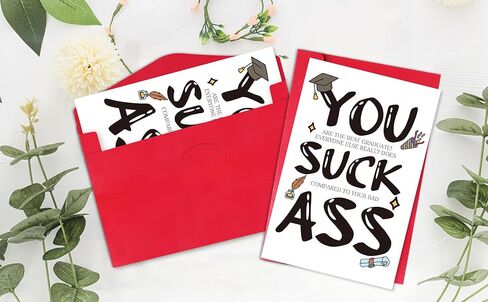 Humorous Graduation Card, Playful Congratulation Card for Him Her, Lighthearted Grad Gifts for Best Friend Son Daughter, Funny College High School University Degree Present, 8 x 5.3 Inch in Kuwait