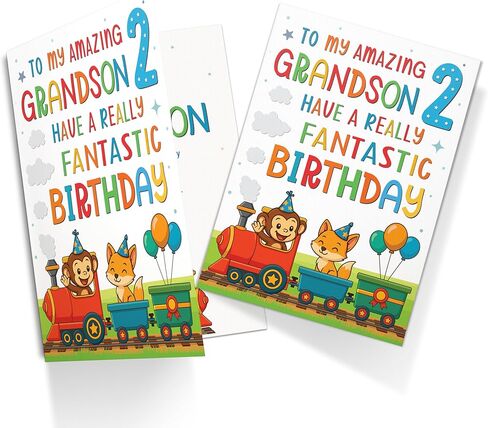 Cards Grandson 2nd Birthday Card - Colourful Train Design - A5 size Premium Greeting Card UK in Saudi Arabia