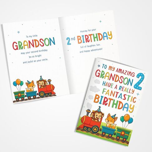 Cards Grandson 2nd Birthday Card - Colourful Train Design - A5 size Premium Greeting Card UK in Saudi Arabia