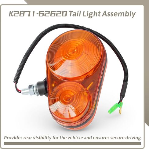K2871-62620 Tail Light Assembly Compatible with Kubota Tractors BX1860 BX1870 BX1870-1 BX2370-1 BX2660 BX2670-1 BX24 BX25 B26, Replace K2581-62610 K2871-62610 Amber hazard Taillight in Kuwait