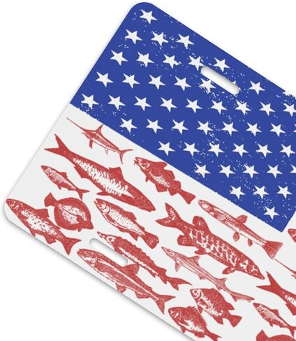 American Flag Fishing Front License Plate for Women Car Vanity Plates Decorative Aluminum Metal Cute Novelty License Plate Cover for Men 6x12 Inch (4 Holes) in Saudi Arabia