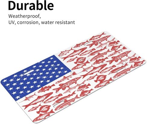 American Flag Fishing Front License Plate for Women Car Vanity Plates Decorative Aluminum Metal Cute Novelty License Plate Cover for Men 6x12 Inch (4 Holes) in Saudi Arabia