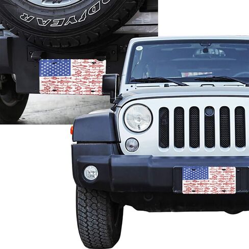 American Flag Fishing Front License Plate for Women Car Vanity Plates Decorative Aluminum Metal Cute Novelty License Plate Cover for Men 6x12 Inch (4 Holes) in Saudi Arabia