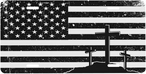 American Flag Fishing Front License Plate for Women Car Vanity Plates Decorative Aluminum Metal Cute Novelty License Plate Cover for Men 6x12 Inch (4 Holes) in Saudi Arabia