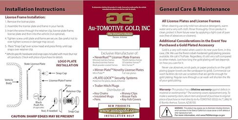 Au-TOMOTIVE GOLD, INC. Officially Licensed Chrome Logo on Black Acrylic License Plate Kit for Cadillac in Kuwait
