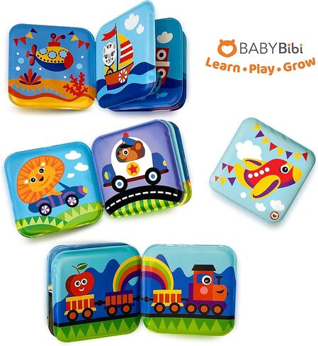 Floating Baby Bath Books - Transport Themed Bath Books for Babies, Infants - Waterproof, Mold-Free Bath Toys for Learning & Early Education in Saudi Arabia