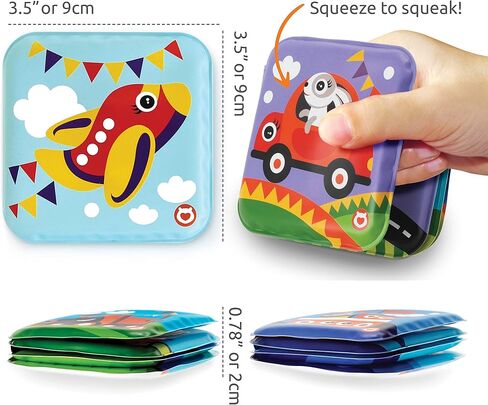 Floating Baby Bath Books - Transport Themed Bath Books for Babies, Infants - Waterproof, Mold-Free Bath Toys for Learning & Early Education in Saudi Arabia