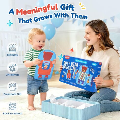 JoyCat Dressing Busy Book for Toddlers 1-3, Montessori Toy with 7 Real Dressing Skills, Fine Motor Skills Toy, Travel Toys for Toddlers, Sensory Life Skills Preschool Learning Gift in Kuwait