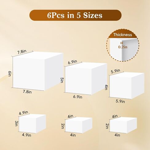 Dessert Table Display Set,6pcs Buffet Risers,Dessert Table Display Set,White Buffet Risers,Acrylic Boxes For DisplayWhite,DessertTable DisplaySet,Cube Boxes NestingRisers(8"-7"-6"-5"-4"-4") in Saudi Arabia