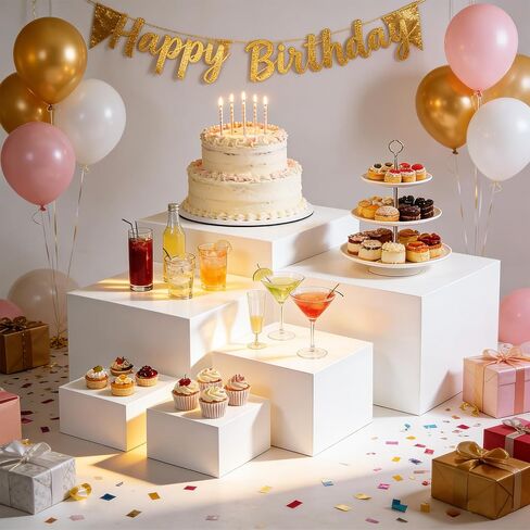 Dessert Table Display Set,6pcs Buffet Risers,Dessert Table Display Set,White Buffet Risers,Acrylic Boxes For DisplayWhite,DessertTable DisplaySet,Cube Boxes NestingRisers(8"-7"-6"-5"-4"-4") in Saudi Arabia