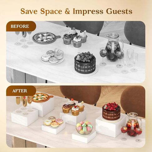 Dessert Table Display Set,6pcs Buffet Risers,Dessert Table Display Set,White Buffet Risers,Acrylic Boxes For DisplayWhite,DessertTable DisplaySet,Cube Boxes NestingRisers(8"-7"-6"-5"-4"-4") in Saudi Arabia