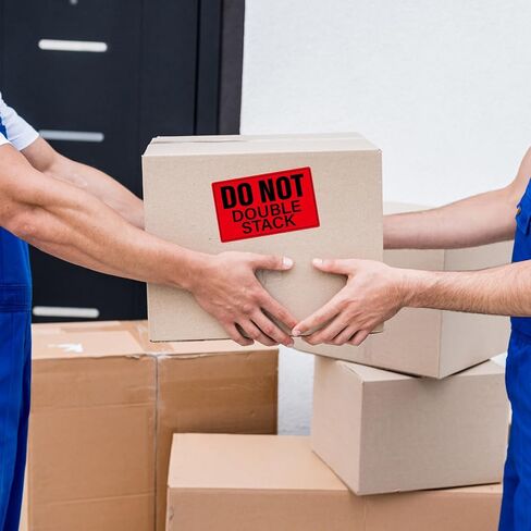 500 Pcs Do Not Double Stack Labels for Shipping Handling 3" x 5" Warning Stickers Waterproof Strong Adhesive Packing Labels for Pallet Moving Boxes Business Delivery Warehouse Factory Red in Kuwait