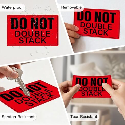 500 Pcs Do Not Double Stack Labels for Shipping Handling 3" x 5" Warning Stickers Waterproof Strong Adhesive Packing Labels for Pallet Moving Boxes Business Delivery Warehouse Factory Red in Kuwait