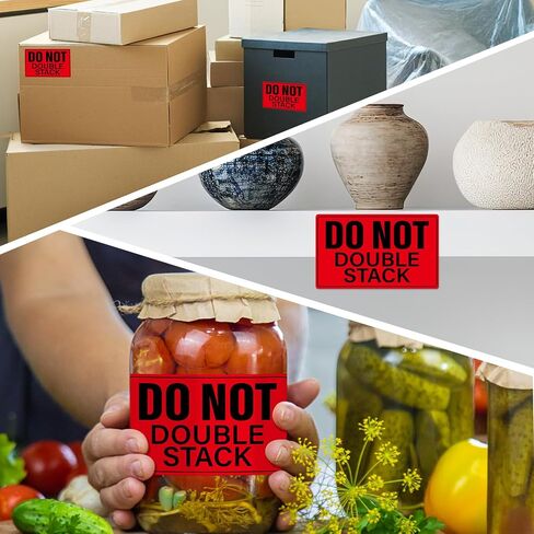 500 Pcs Do Not Double Stack Labels for Shipping Handling 3" x 5" Warning Stickers Waterproof Strong Adhesive Packing Labels for Pallet Moving Boxes Business Delivery Warehouse Factory Red in Kuwait