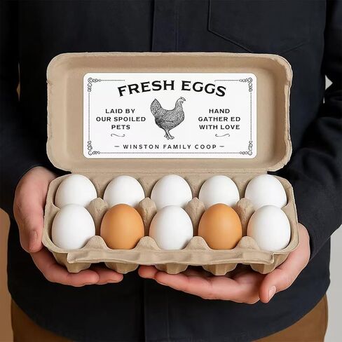 Custom Egg Carton Stickers Roll – Personalized Labels for Farm Fresh Eggs – Multiple Sizes & Shapes – Self-Adhesive, Bulk Customizable Egg Packaging Stickers (50-1000pcs) (Option 2) in Saudi Arabia