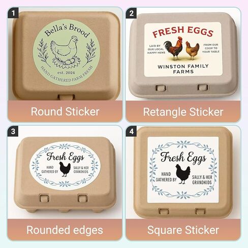 Custom Egg Carton Stickers Roll – Personalized Labels for Farm Fresh Eggs – Multiple Sizes & Shapes – Self-Adhesive, Bulk Customizable Egg Packaging Stickers (50-1000pcs) (Option 2) in Saudi Arabia