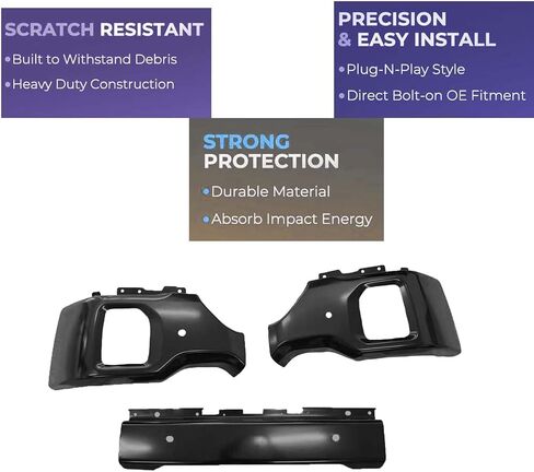 BST BSSP Black Front Bumper Face Bar Replacement for GMC Sierra 2500 3500 HD 2020-2023 w/Parking Sensor & Fog Light Holes, Split 3pcs Front Bumper in Kuwait