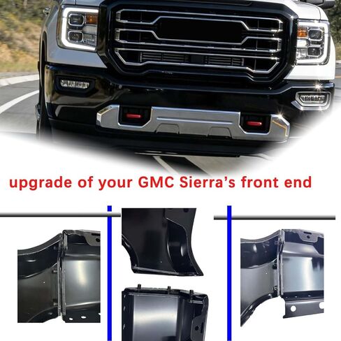 BST BSSP Black Front Bumper Face Bar Replacement for GMC Sierra 2500 3500 HD 2020-2023 w/Parking Sensor & Fog Light Holes, Split 3pcs Front Bumper in Kuwait