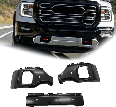 BST BSSP Black Front Bumper Face Bar Replacement for GMC Sierra 2500 3500 HD 2020-2023 w/Parking Sensor & Fog Light Holes, Split 3pcs Front Bumper in Kuwait