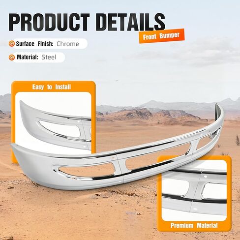 ALMULOO Front Bumper Compatible with 2009-2015 International 4300 4200 4400 8600 TranStar Durastar Base Chrome in Kuwait