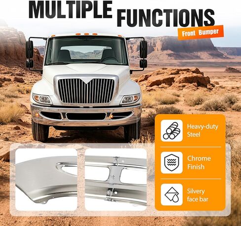 ALMULOO Front Bumper Compatible with 2009-2015 International 4300 4200 4400 8600 TranStar Durastar Base Chrome in Kuwait