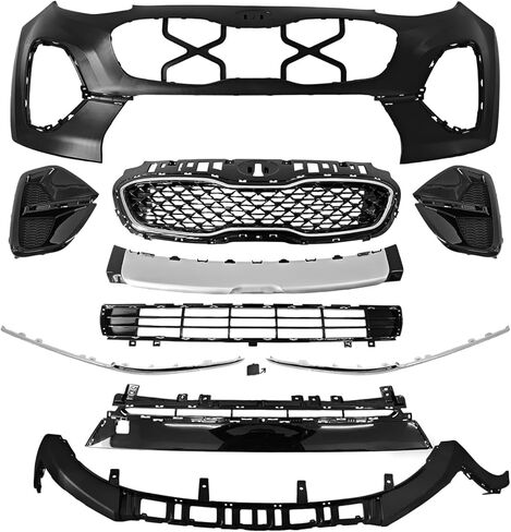 Complete Front Bumper Cover Kit Compatible with 2020 2021 2022 K-ia Sportage EX LX SX SXL 2.4L 2.0L With Upper Grille Lower Grill & Fog Lights in Kuwait