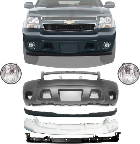 Front Bumper Cover Primed + Lower Valance + Brackets + Absorber + Fog Lights For 2007-2013 Chevrolet Tahoe Avalanche Suburban Direct Replacement in Saudi Arabia