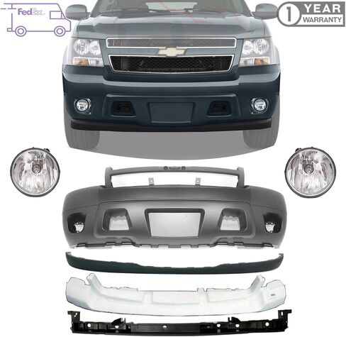 Front Bumper Cover Primed + Lower Valance + Brackets + Absorber + Fog Lights For 2007-2013 Chevrolet Tahoe Avalanche Suburban Direct Replacement in Saudi Arabia