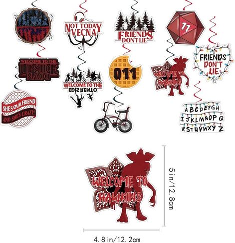 Stranger Birthday Party Decorations Glitter Welcome to The Other Side Banner and Hanging Swirls Set Horror Birthday Decorations for Themed Gathering Home Room Decor Supplies in Kuwait
