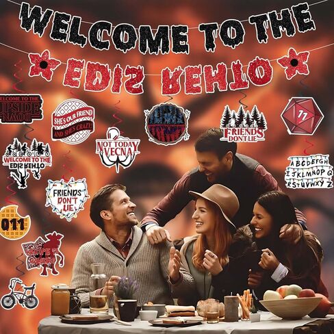 Stranger Birthday Party Decorations Glitter Welcome to The Other Side Banner and Hanging Swirls Set Horror Birthday Decorations for Themed Gathering Home Room Decor Supplies in Kuwait