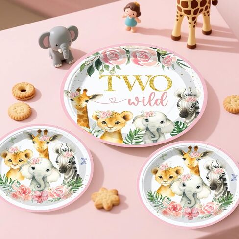 Two Wild Birthday Decorations Girl Safari Animal Jungle Theme 2nd Birthday Party Supplies Include Born Two be Wild Banner Balloons Garland Arch Plates and Napkins 2nd Decorations for Toddler Girl in Saudi Arabia