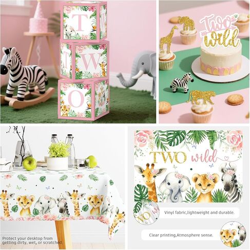 Two Wild Birthday Decorations Girl Safari Animal Jungle Theme 2nd Birthday Party Supplies Include Born Two be Wild Banner Balloons Garland Arch Plates and Napkins 2nd Decorations for Toddler Girl in Saudi Arabia
