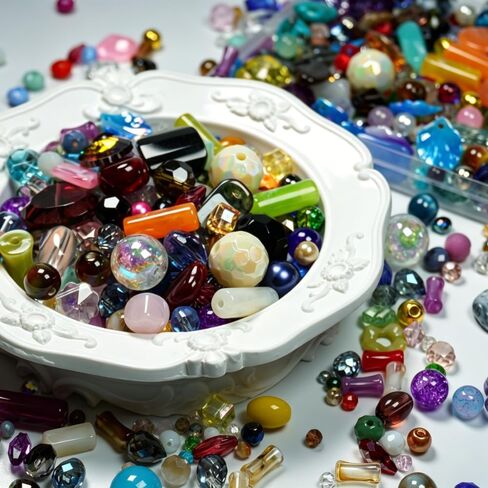 Jabrand Assorted Beads for Jewelry Making, 4-20mm Glass Beads Acrylic Beads Crystal Beads Assortment Bulk Bead for Bracelet Crafts DIY Supplies (Half Pound) in Saudi Arabia