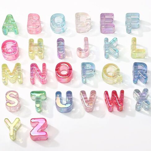 52PCS 20MM Large Letter Beads, Acrylic Transparent Colorful Mixed A-Z Big Alphabet Beads for Jewelry Bracelet Keychain Making, Chunky Loose Big Hole Letter for DIY Crafts in Saudi Arabia